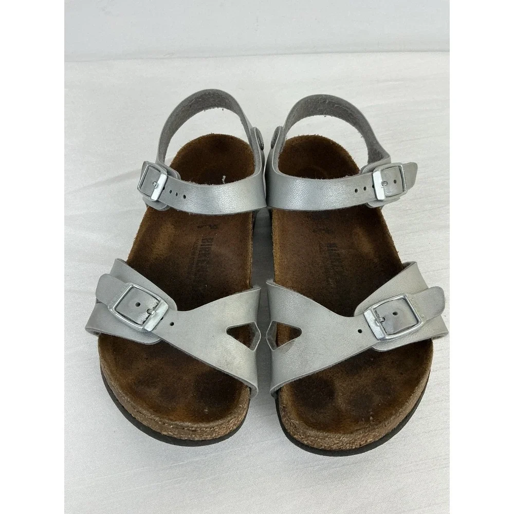 Silver Birkenstocks Rio size 30 Kids Size 12